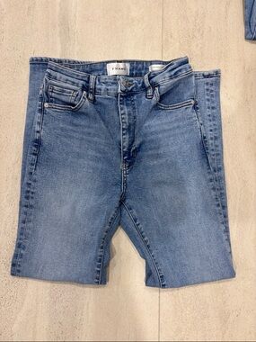 FRAME Reboot Crop Jeans Lark Wash High Rise Straight Crop Stretch Denim